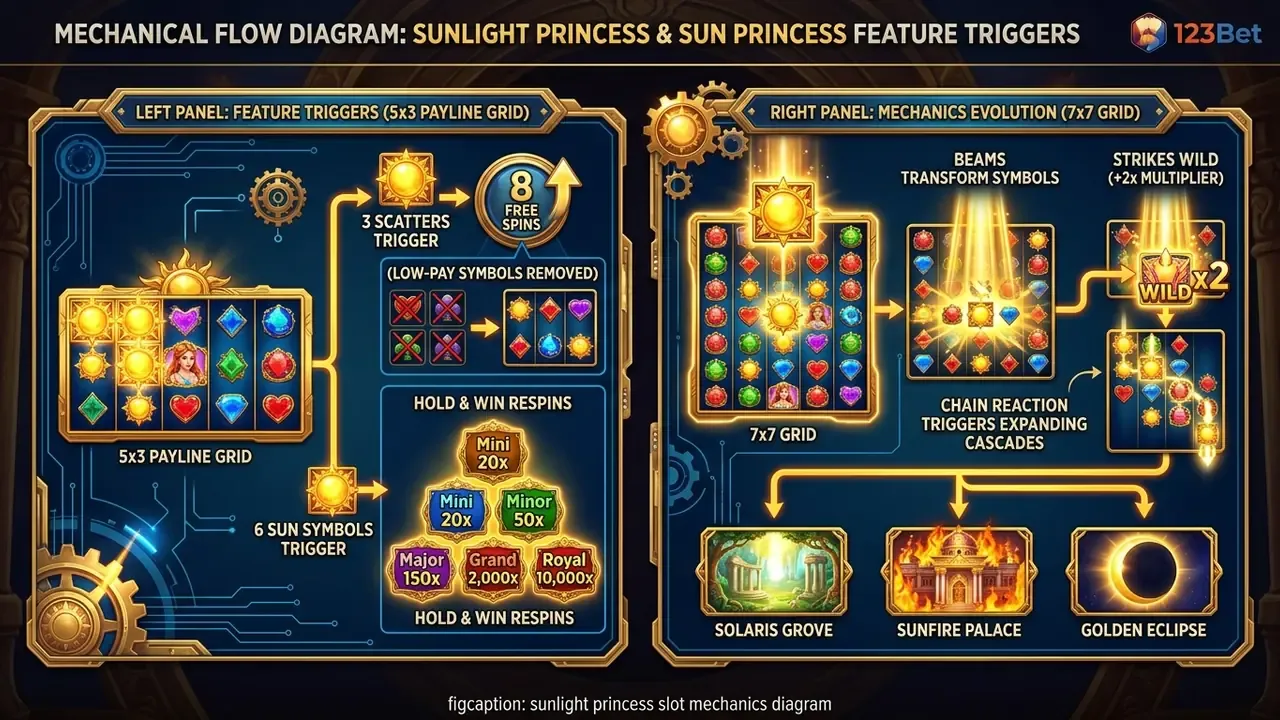 sunlight princess slot mechanics diagram