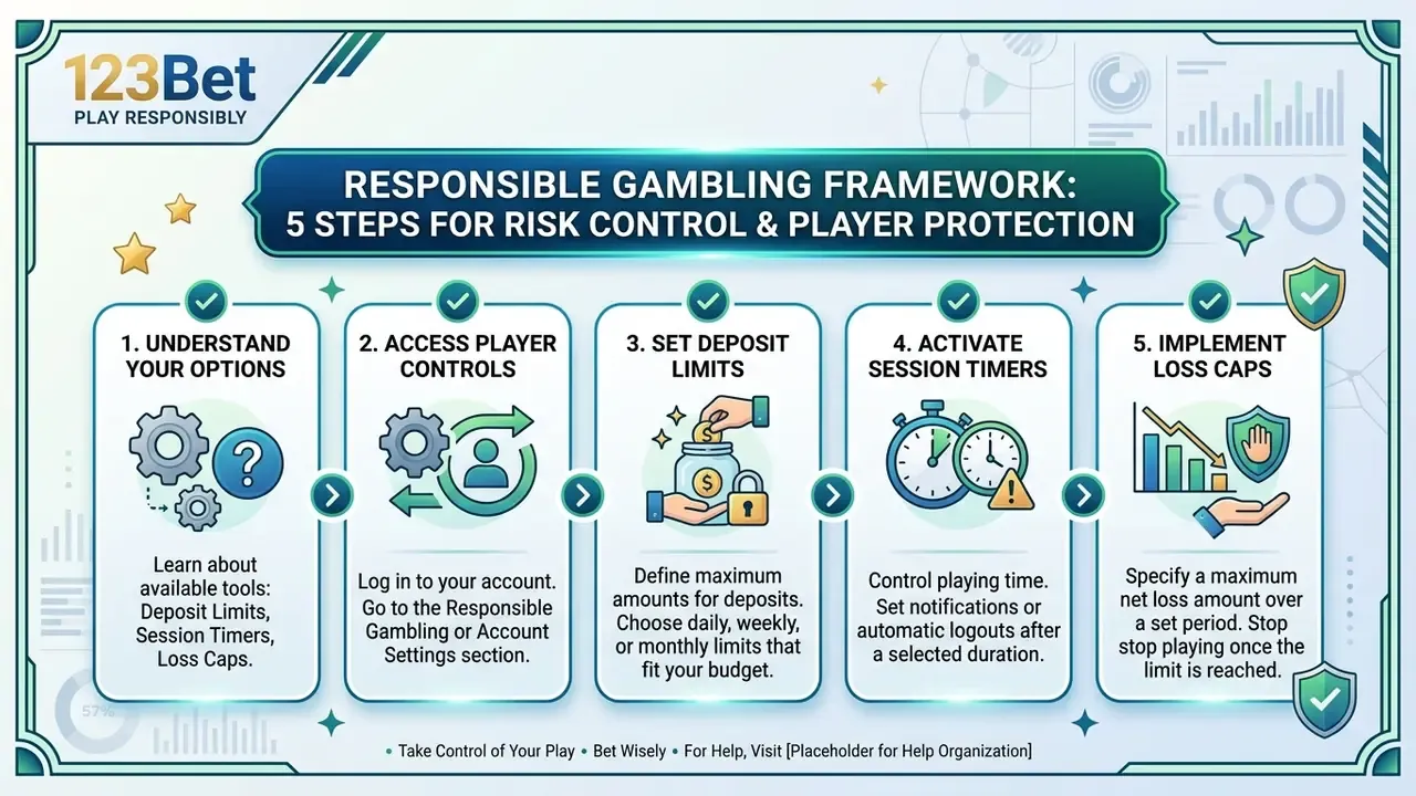 Infographic outlining responsible gambling tools and limit controls